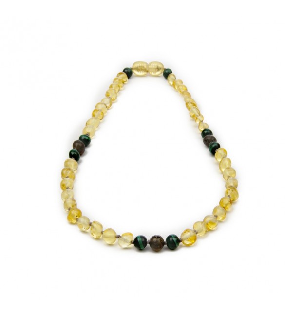 Amber teething necklace - Gemstone - Malachite